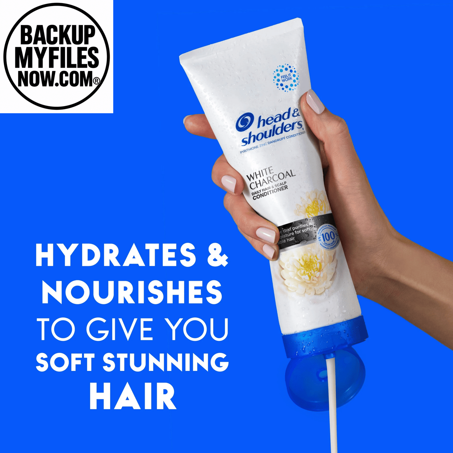 Head & Shoulders Dandruff Conditioner for dry scalp, 10.6 oz bottle, with visible label and product packaging showing dandruff relief.