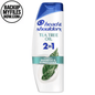 Head & Shoulders 2-in-1 dandruff shampoo and conditioner with tea tree oil in a 28.2 fl oz bottle, showing the product label.