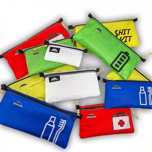 White ultralight zipper pouch organizer with classic pattern by Hilltop Packs LLC, compact and lightweight for travel or daily use.