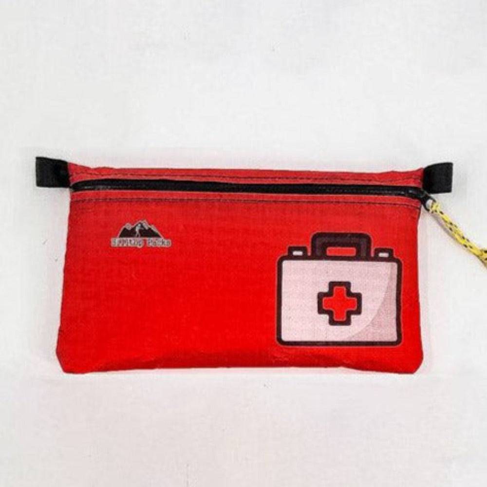 White ultralight zipper pouch organizer with classic patterns by Hilltop Packs LLC, compact and ideal for travel or storage.