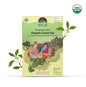 Organic Himalayan Mist tea by Nepal Tea, featuring a vibrant green Kanchanjangha Verde tea leaves close-up image.