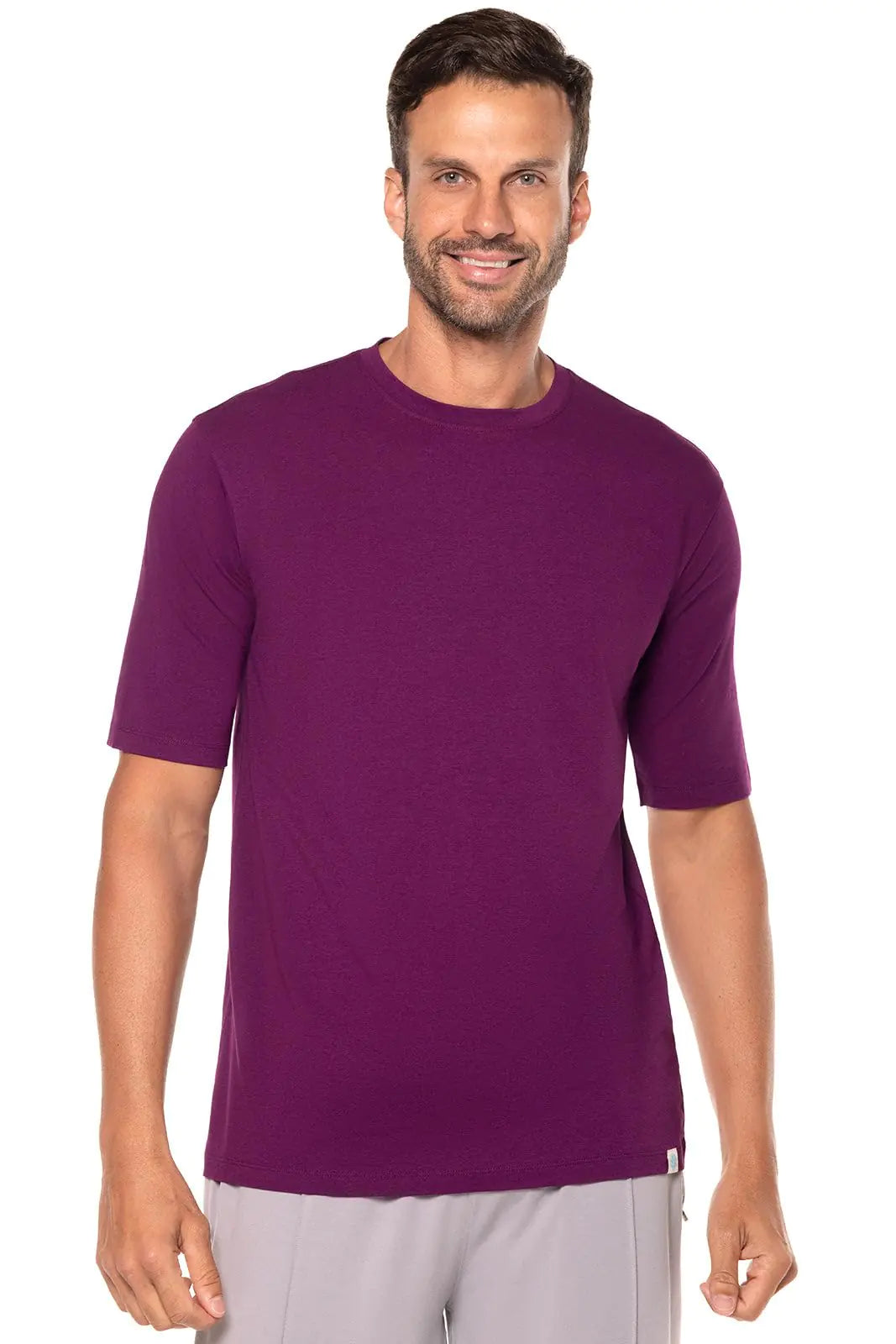 Coolibar UPF 50+ Mens Morada Everyday Short Sleeve T-Shirt - Sun Protective (Medium- Rich Plum)