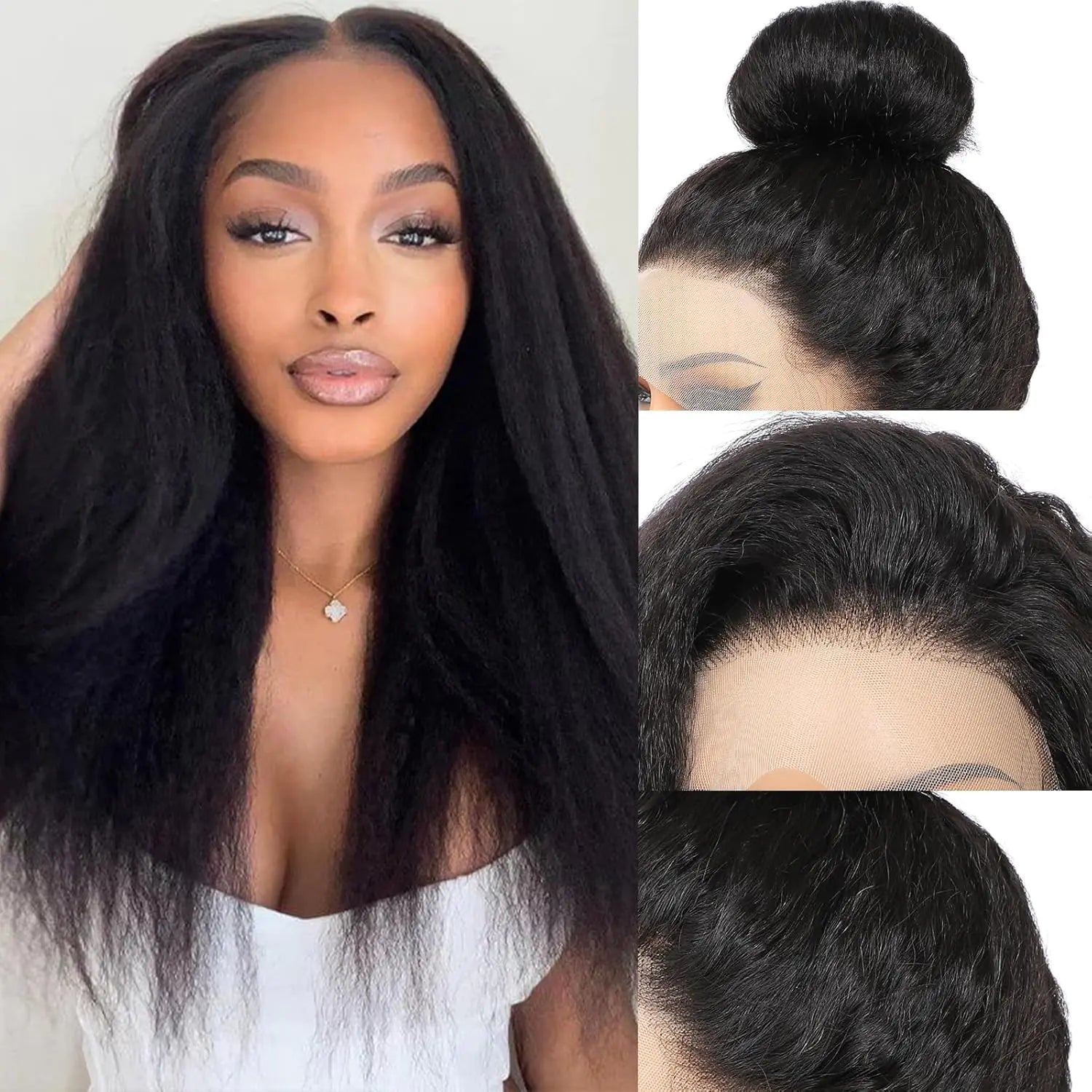 hogu 360 Lace Front Wigs Human Hair Kinky Straight Human Hair Wig 200 Density HD Lace Front Wigs Human Hair 360 Wig Human Hair Full Lace Kinky Straight Wig (natural 16 inch) - BACKUPMYFILESNOW