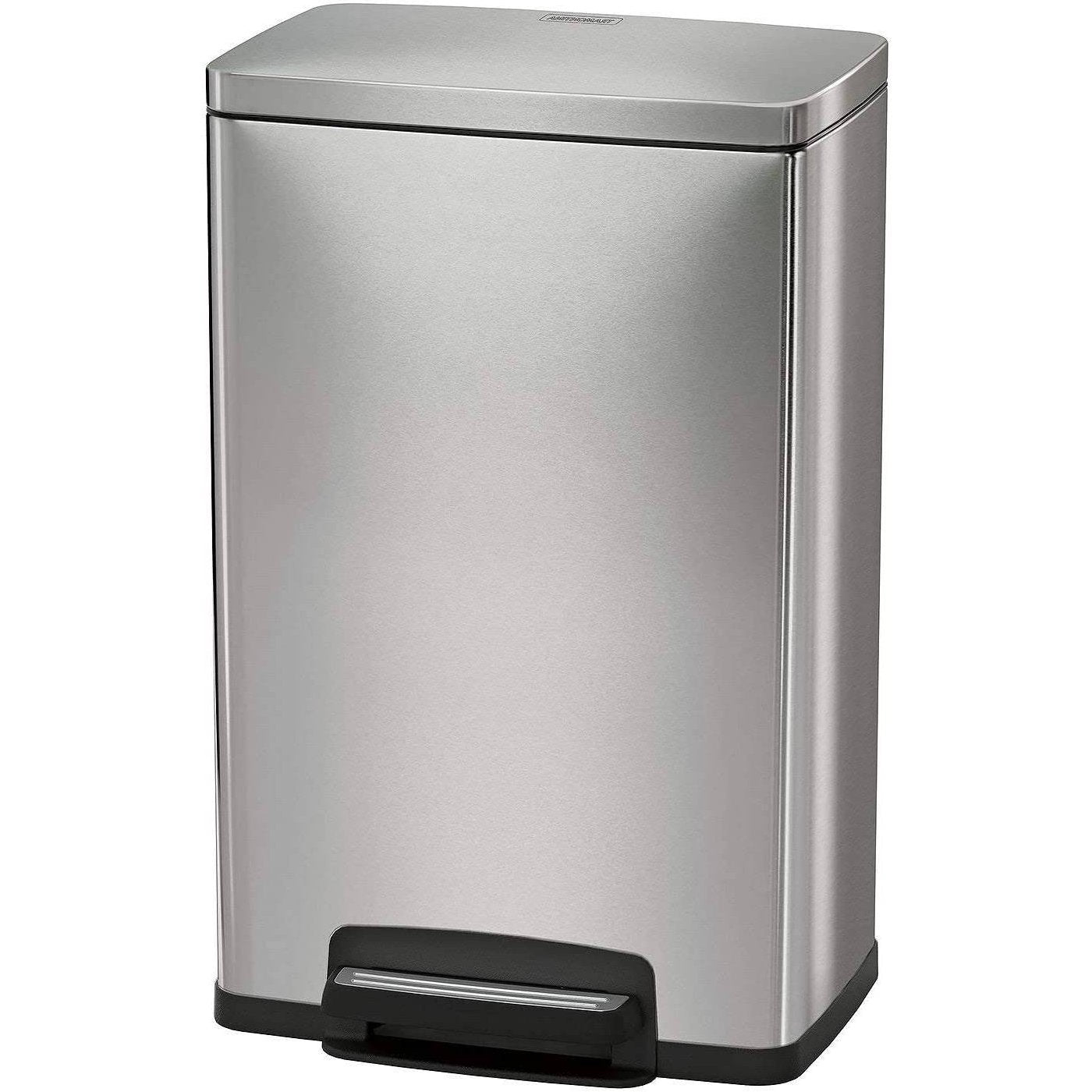 Stainless steel 13-gallon kitchen trash can with step lid from HomePacific, designed for easy waste disposal and recycling.