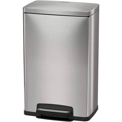 Stainless steel 13-gallon kitchen trash can with step lid from HomePacific, designed for easy waste disposal and recycling.