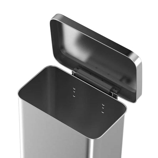 HomePacific 20-gallon stainless steel kitchen trash can with step-on lid, durable and sleek for waste disposal and recycling.