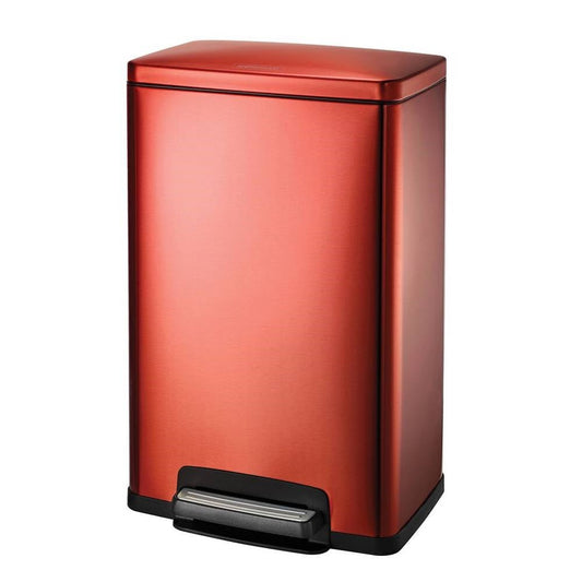 Stainless steel 13-gallon kitchen trash can with step lid in copper red finish by HomePacific, designed for kitchen waste disposal.