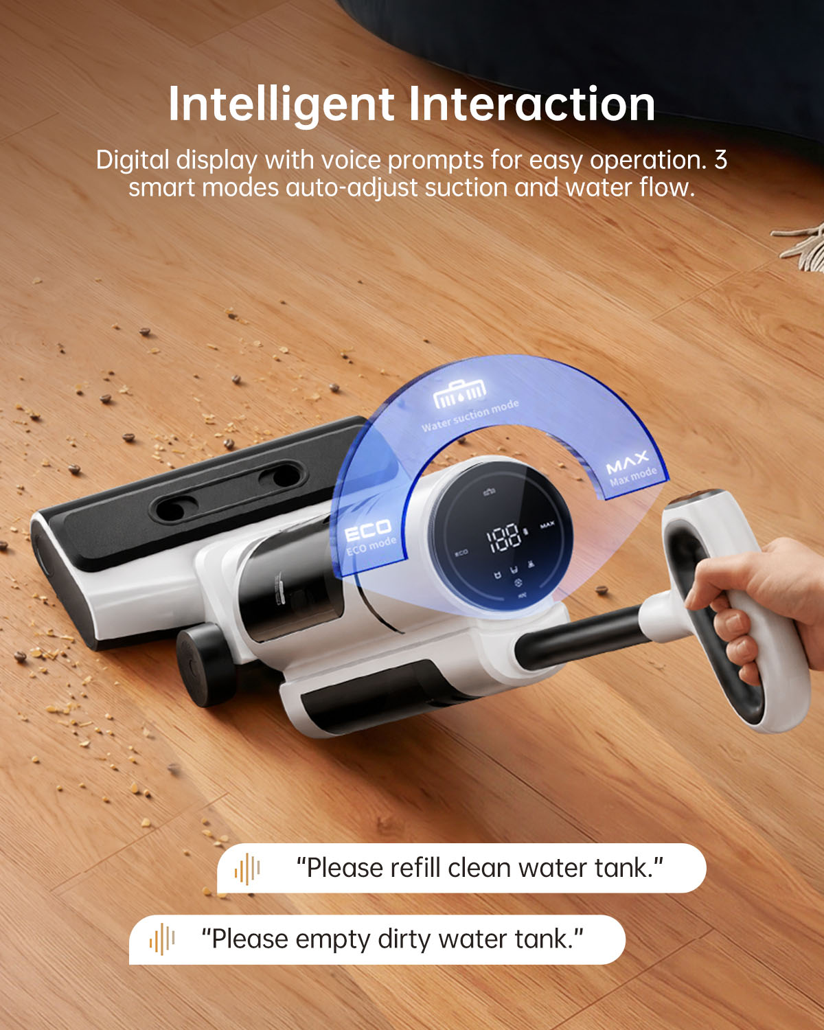 Honiture M7 cordless wet dry vacuum cleaner with a sleek design, showcasing its versatile multi-surface cleaning capabilities.
