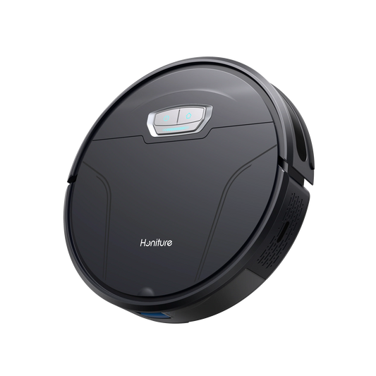 Honiture G20 Pro robot vacuum cleaner with gyro navigation, showcasing its sleek design and sensors for efficient cleaning.
