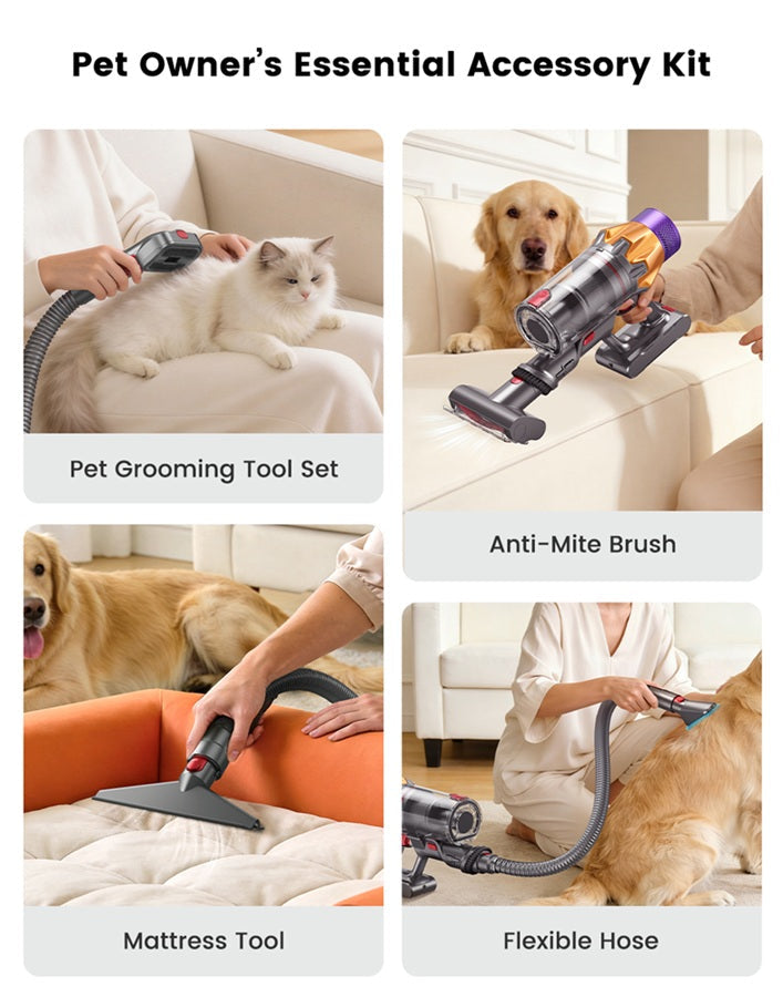 Honiture M7 Ultimate Pet Home Cleaning Bundle with vacuum cleaner and essential accessories for pet hair removal.