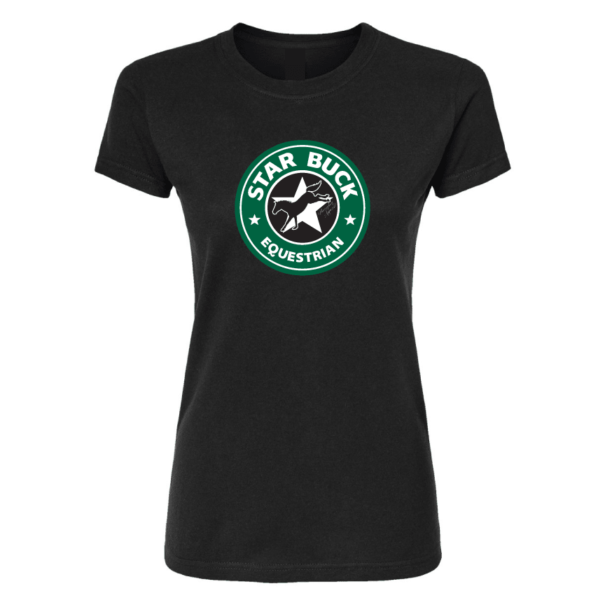Black Starbuck Equestrian Tee by Horseplay Apparel, lightweight cotton t-shirt featuring equestrian-themed design.