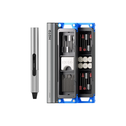 HOTO SNAPBLOQ R-A04 electric mini rotary tool kit with attachments and accessories for detailed craft and DIY projects.