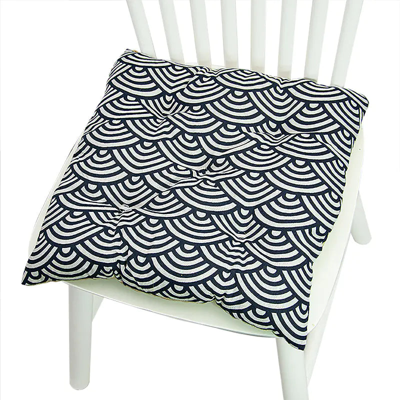 Round Chair Cushion for Bay Window - Printed Polyester Linen