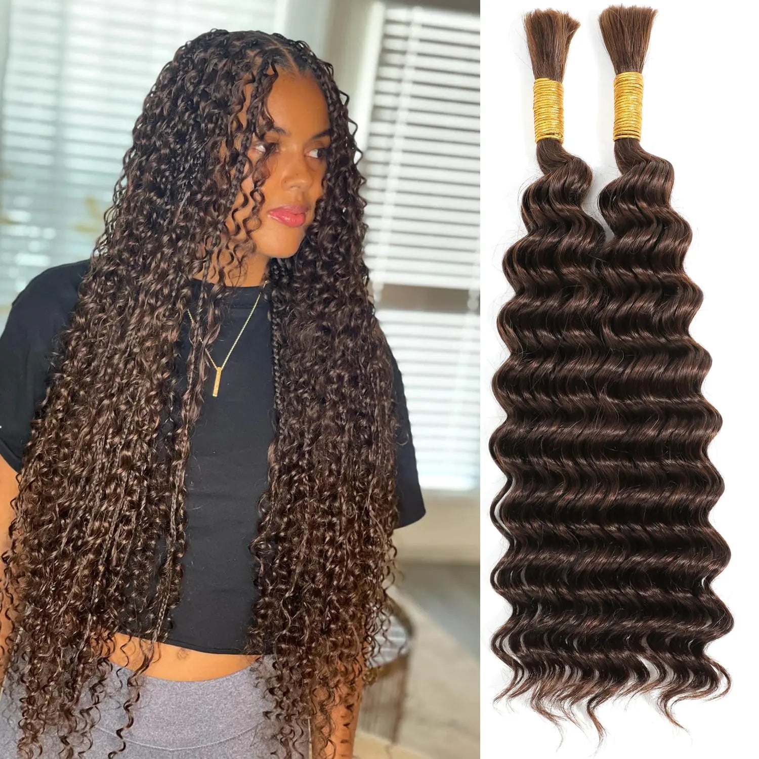Human Braiding Hair 100g 20 Inch Deep Wave Bulk Human Hair Dark Brown 4 Wet and Wavy Human Hair Bundles for Braiding No Weft 12A Brazilian Virgin Human Hair - BACKUPMYFILESNOW