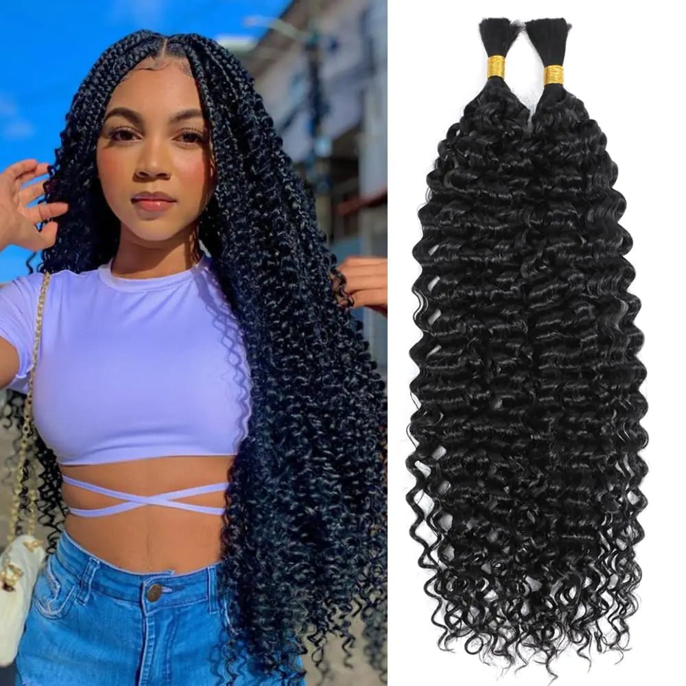 Human Braiding Hair 18Inch Water Wave Bulk Human Hair For Braiding No Weft 100g/2Bundles 100% Unprocessed Brazilian Virgin Human Hair Wet and Wavy for Boho Braids Human Hair (Natural Black) - BACKUPMYFILESNOW