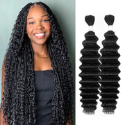 Human Braiding Hair Deep Wave Bulk Human Hair for Braiding No Weft 2 Bundles 100g 26Inch 10A Brazilian Virgin Human Hair Braiding Hair Extensions Curly Bulk Human Hair for Boho Braids - BACKUPMYFILESNOW