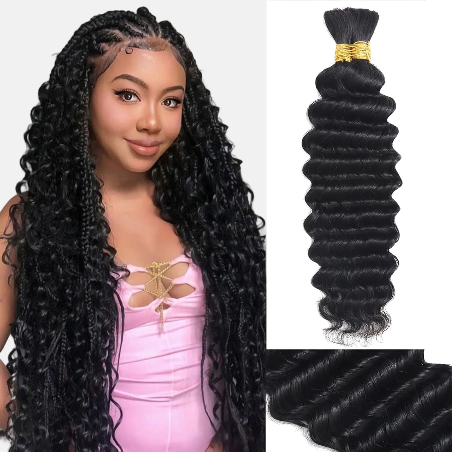 Human Braiding Hair for Boho Braids 18 Inch 100g Human Hair Braiding Hair No Weft Curly Human Hair Extensions for Bohemian Knotless Braids 2Bundles/Pack Deep Wave Bulk Human Hair for Braiding - BACKUPMYFILESNOW