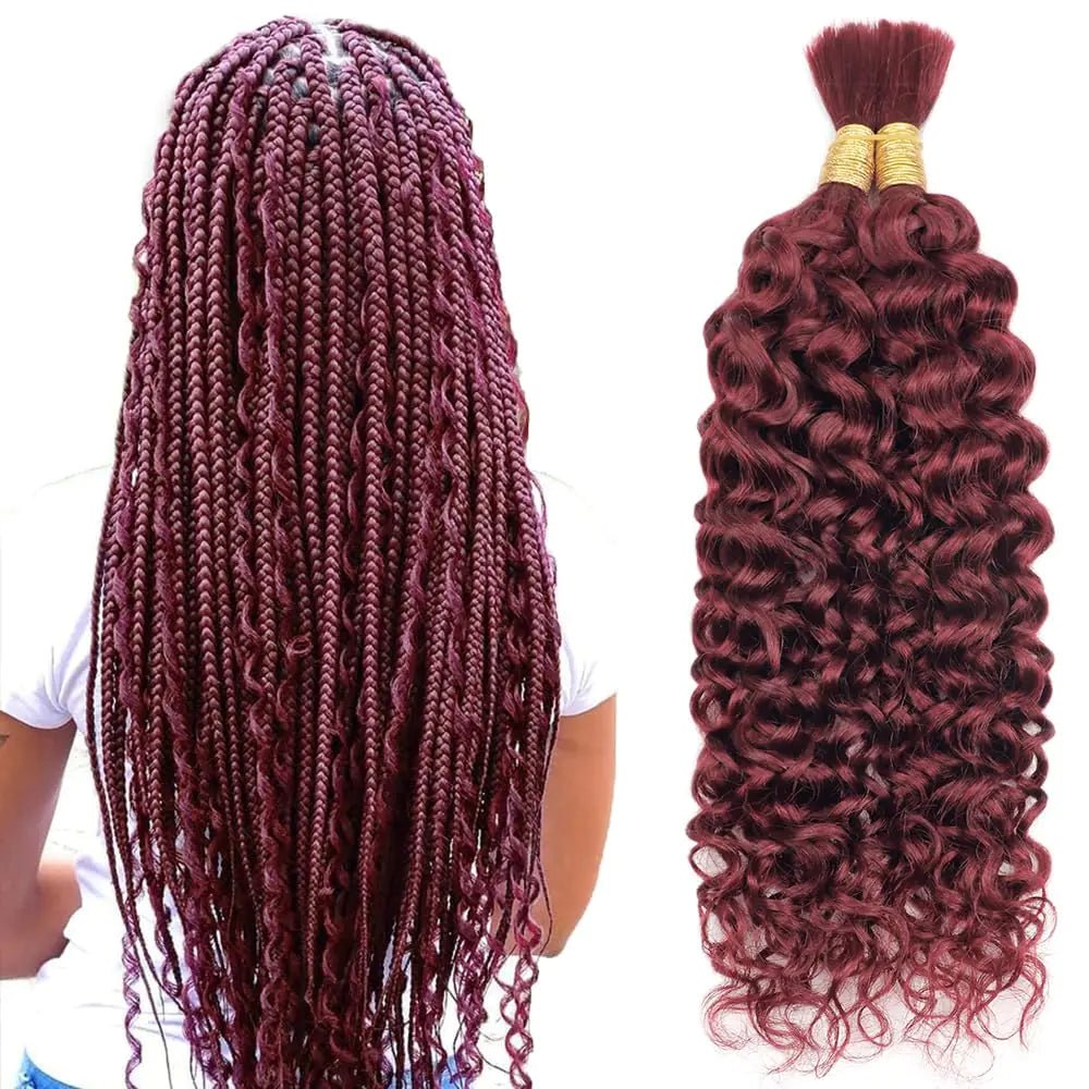 Human Braiding Hair for Boho Braids Human Hair water Wave Bulk Human Hair for Braiding No Weft 100% Unprocessed Brazilian Remy Bulk Human Hair 100g Two Bundles/Pack （99J 22inch） - BACKUPMYFILESNOW