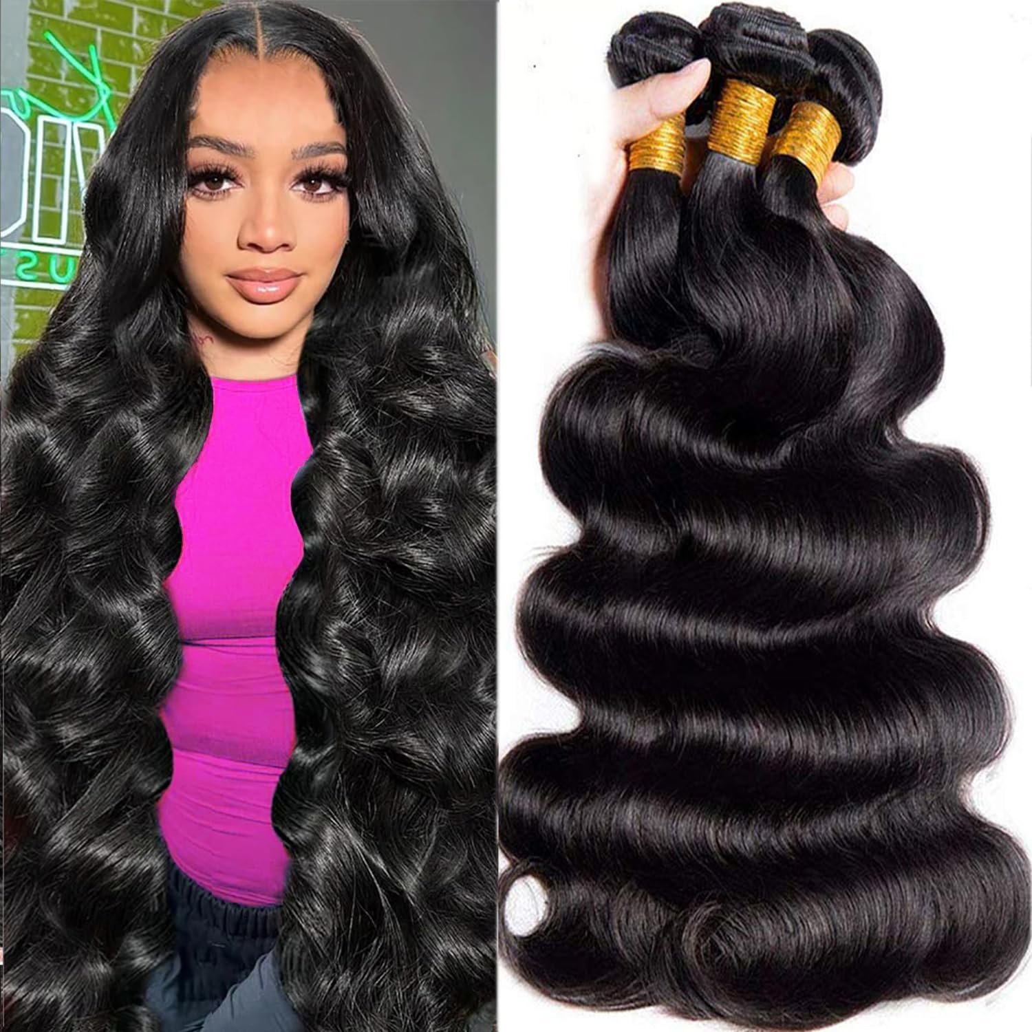 Human Hair Bundles 22 24 26 Inch Body Wave Bundles Human Hair 100% Unprocessed 12A Brazilian Virgin Hair 3 Bundles Human Hair Extensions Deals Long Weave Bundles Human Hair Double Weft Natural Black - BACKUPMYFILESNOW