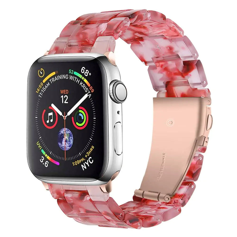 Lussoloop Stylish Lightweight Apple Watch Bands for Women - Fashion Resin Band with Stainless Steel Buckle - Compatible with Apple Watch SE 40mm & Series 9 41mm - Ideal 40mm Apple Watch Band for Women (42mm/44mm/45mm/49mm Pink)