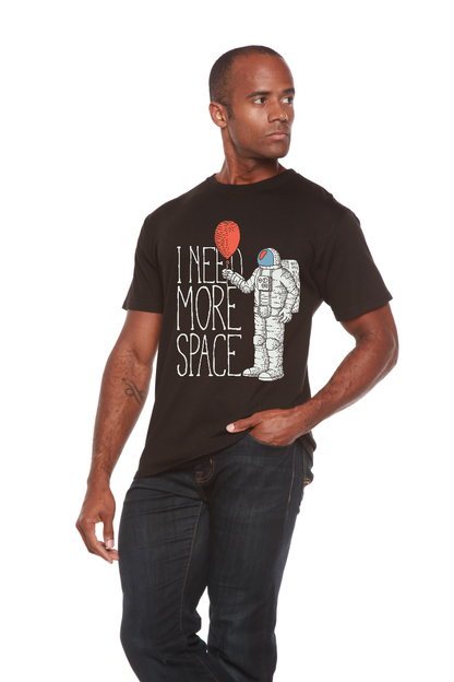 Men's graphic T-shirt by Spun Bamboo featuring a space-themed design, made from bamboo viscose and organic cotton fabric.