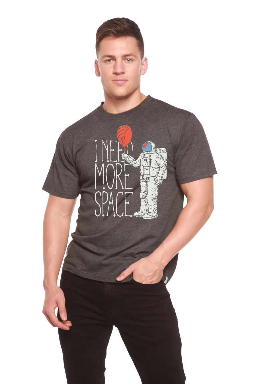 Men's printed short sleeve T-shirt by Spun Bamboo featuring a graphic design made from bamboo viscose and organic cotton fabric.