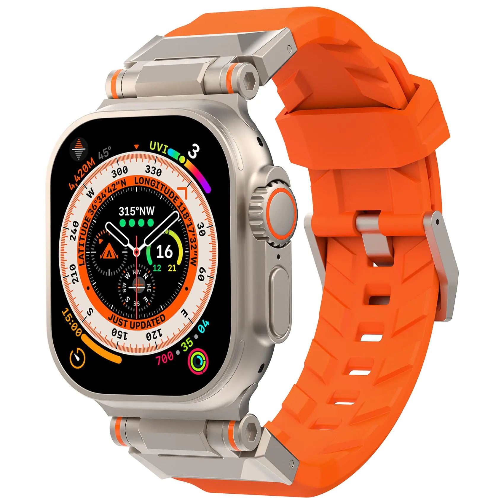 Wolait Compatible for Apple Watch Ultra BandRugged Sport Band for Apple Watch Ultra 2/Apple Watch Ultra Band 49mm 46mm 45mm 44mm 42mm Series 10/9/8/SE2/7/6/SE/5/4/3/2/1 MenOrange
