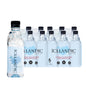Six 1-liter bottles of Icelandic Glacial Natural Spring Alkaline Water, clear bottles with blue labels and cap.