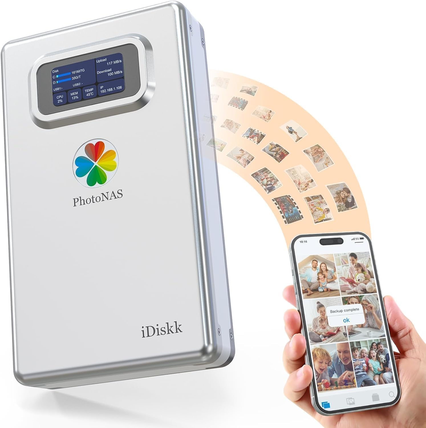 iDiskk 2TB Family & Personal NAS Photo Storage – Auto Backup Photos/Videos for iPhone, iPad, PC, Mac, Android | Real - Time Sync, for Shared & Personal Digital Storage - BACKUPMYFILESNOW