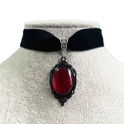 Darkstorm Mina Pendant Choker featuring a sleek black band with a central pendant, stylish accessory for fashionable outfits.