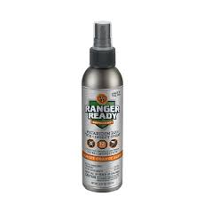 Ranger Ready 5.0oz Ranger Orange mosquito repellent spray bottle with orange label and cap, designed for outdoor protection.