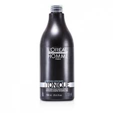 L'Oreal Professionnel Homme Tonique shampoo bottle, 750ml, with label and cap, designed for men's hair care.