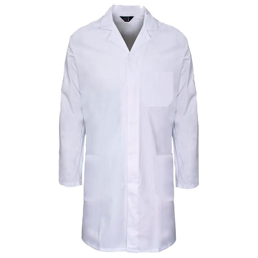 White XL lab coat from Pasteur Pharmacy, showing a professional medical garment with buttons and pockets.