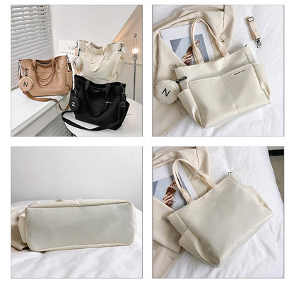 Beige women's Oxford tote crossbody shoulder handbag by OBA with top handle and adjustable strap, stylish accessory for everyday use.