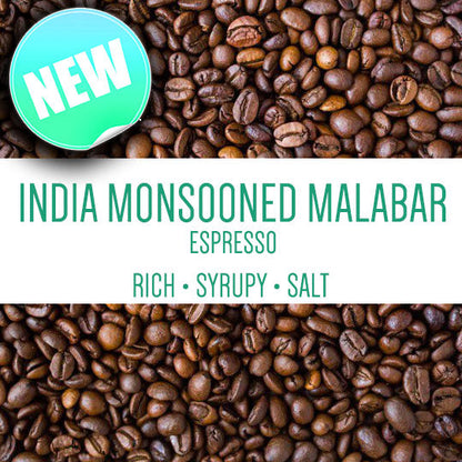 Roasted India Monsooned Malabar coffee beans from Good Brothers Coffee LLC, ideal for drip or espresso brewing.