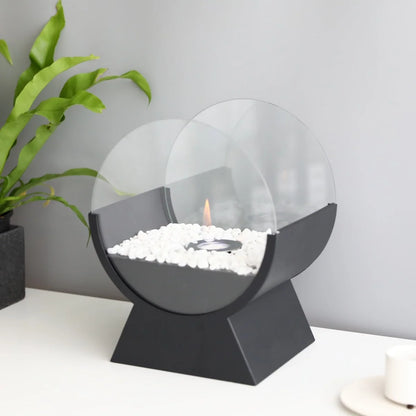 Portable 13.5-inch JHY DESIGN tabletop fireplace with gel and ethanol burners, ideal for indoor cozy ambiance.