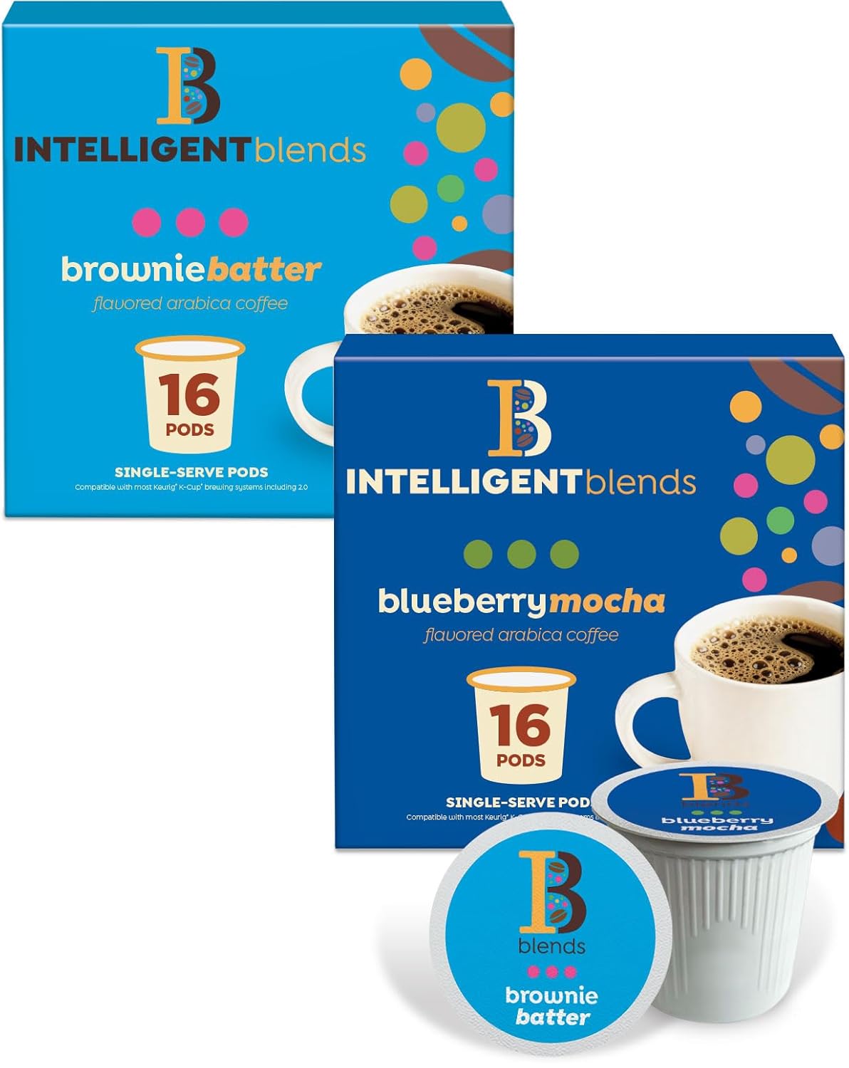 Intelligent Blends Dark Roast Coffee Pods, 100 ct, single-serve, 100% Arabica, compatible with Keurig K Cups brewing machine