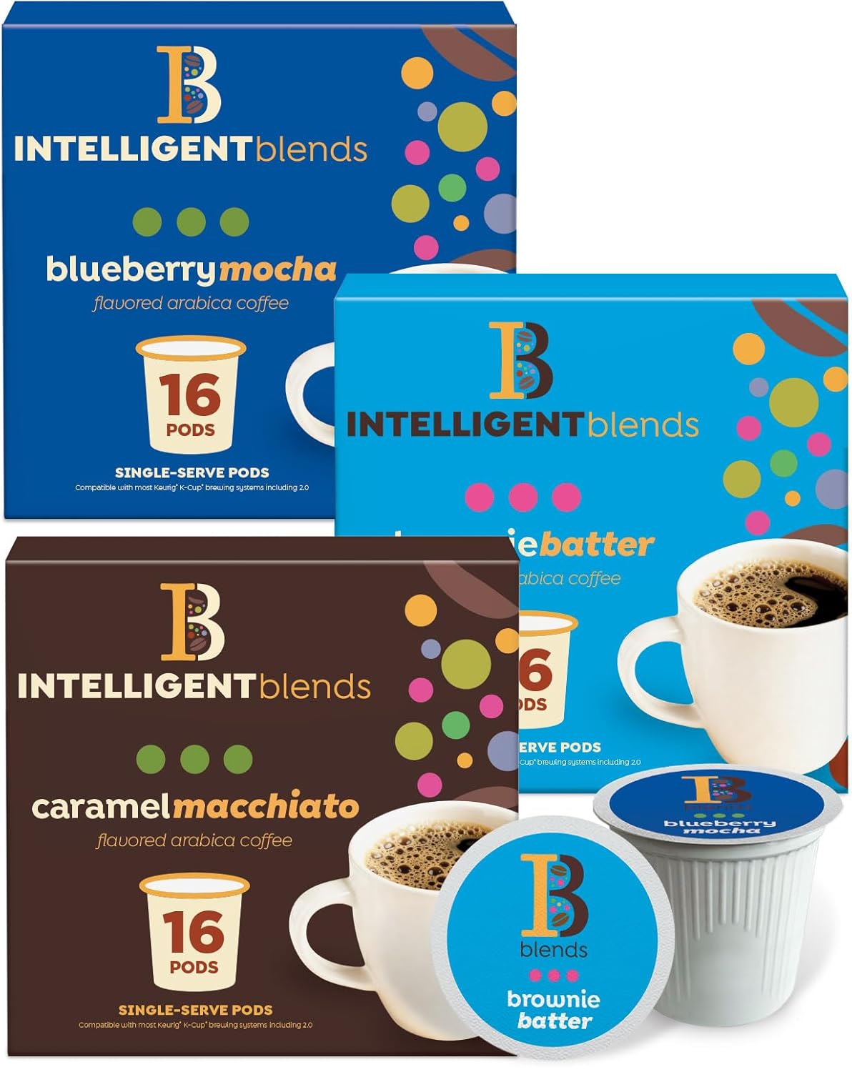 Intelligent Blends Dark Roast Coffee Pods, 100 ct, single-serve, 100% Arabica, compatible with Keurig K-Cups maker
