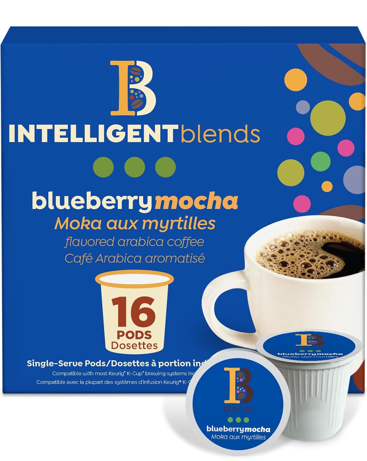 Intelligent Blends Dark Roast Coffee Pods Variety Pack, 50 ct, single serve, 100% Arabica, compatible with Keurig K-Cups.
