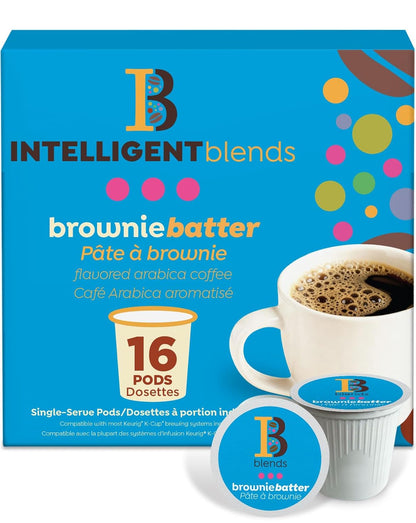 Intelligent Blends Medium Dark Roast Coffee Pods, 100 ct, single serve, compatible with Keurig K Cups, 100% Arabica coffee.