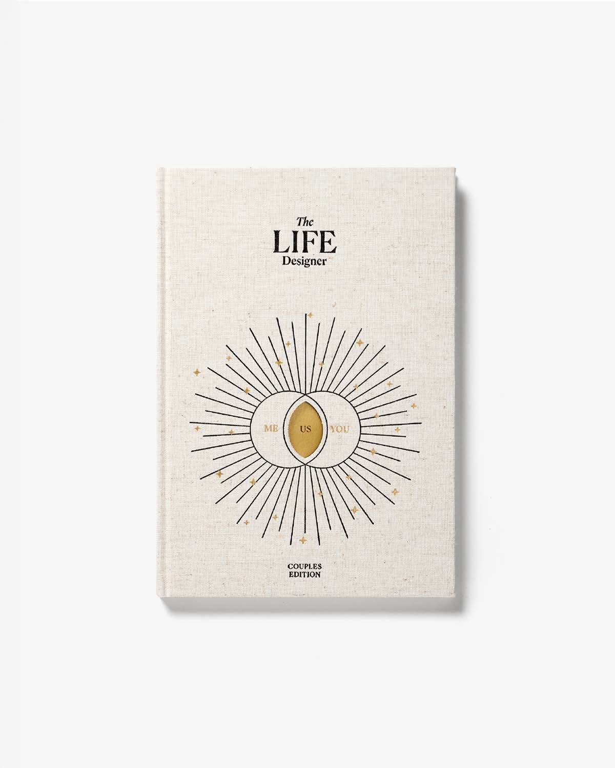 Life Designer Journal for Couples by Intelligent Change, open pages with prompts for shared reflections and relationship goals.