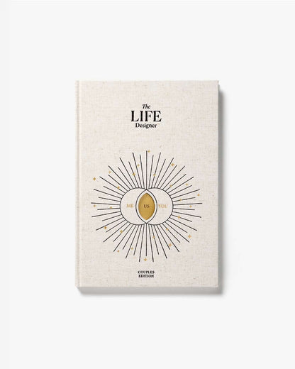 Life Designer Journal for Couples by Intelligent Change, open pages with prompts for shared reflections and relationship goals.