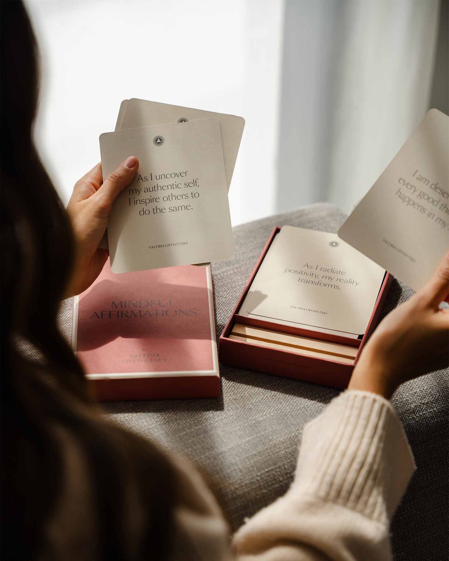 Mindful Affirmations for Women card deck by Valeria Lipovetsky, featuring inspiring positive affirmations for daily mindfulness.