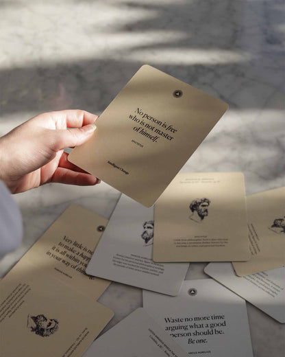 Set of Stoic Reminders Quote Cards featuring mindful affirmations from Intelligent Change for daily inspiration and reflection.
