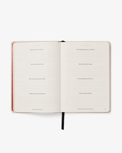 Pink Best Year Journal by Intelligent Change, a mindfulness journal with a soft pink cover and inspiring design.