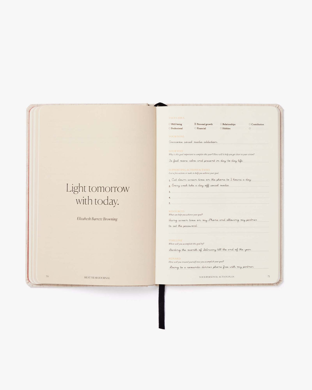 Pink Best Year Journal by Intelligent Change for mindfulness, featuring a soft pink cover and inspiring design for reflection.