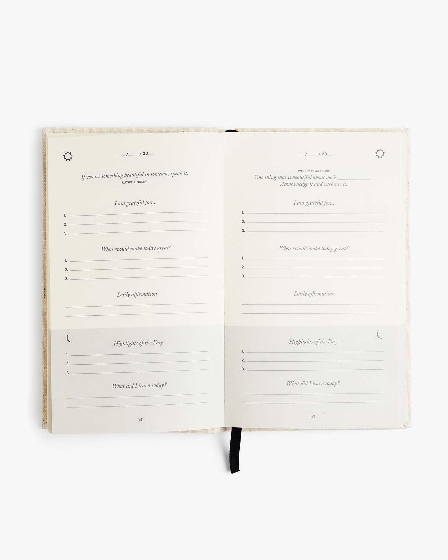 The Five Minute Journal - Original Linen, a mindful journal with a soft linen cover for daily gratitude and reflection.
