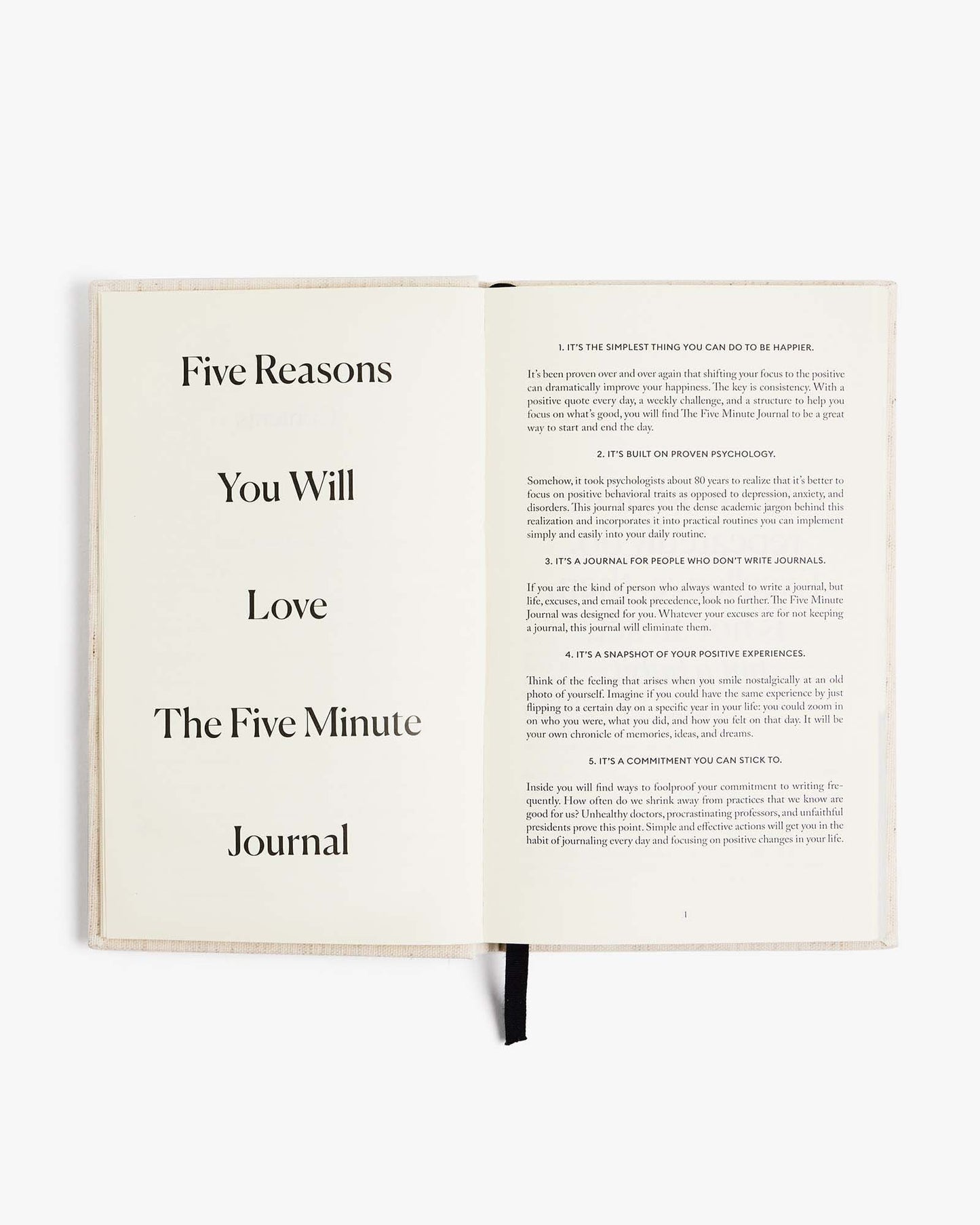 The Five Minute Journal Original Linen by Intelligent Change, a mindfulness journal with a soft linen cover and daily reflection pages.