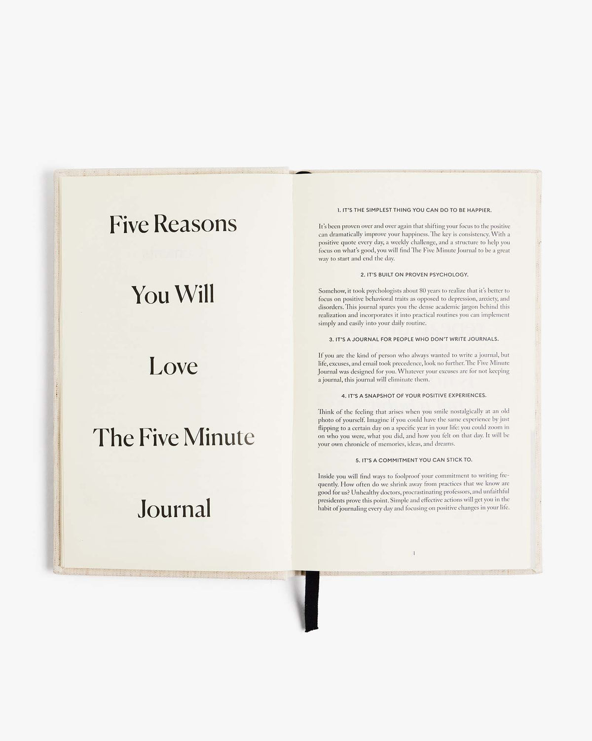 The Five Minute Journal Original Linen by Intelligent Change, a mindfulness journal with a soft linen cover and daily reflection pages.