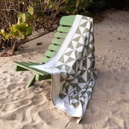 Set of two Italic Australian Cotton Towels in sage and ecru, soft bath towels for home use with plush texture.